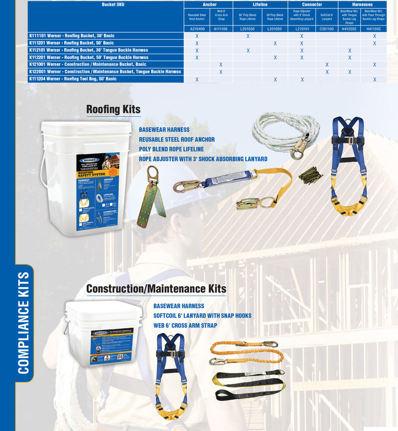 Werner K112101 30 ft Roofing Fall Protection Kit