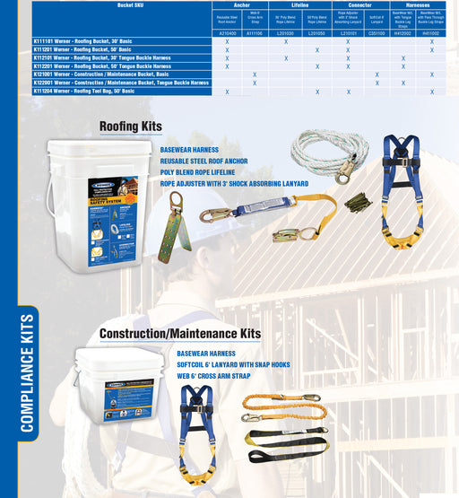 Werner K112101 30 ft Roofing Fall Protection Kit